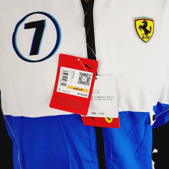 FERRARI MENS PUMA STREET RACING WOVEN JACKET WHITE BLUE SZ Small S NWT 597939-02 - Picture 6 of 10